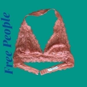 FREE PEOPLE Vintage 2014 Pale Peach Stretch Lace Bralette NWOT/LG